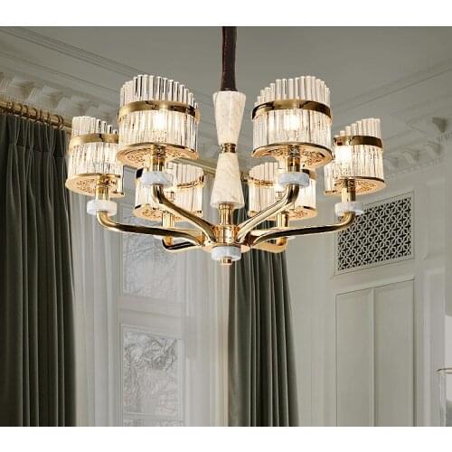 Marble living room chandelier new European and American style crystal villa lamps
