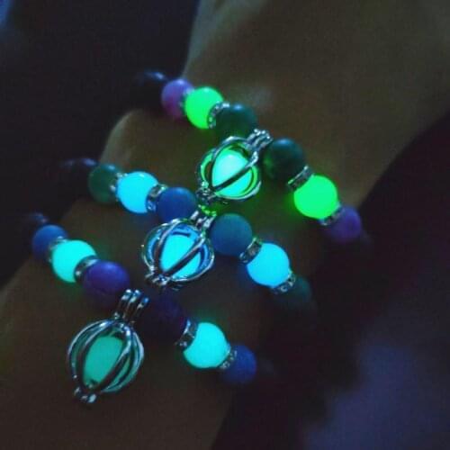 2019 Fashion Men Fluorescence Natural Stone Bead Bracelet Glowing In The Dark Bracelet Charm Bracelet for Women Luminous Jewelry
