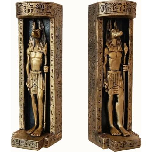 Candle holder Set Anubis 2 Pcs Candle Holder Antique Egyptian Candlestick Models