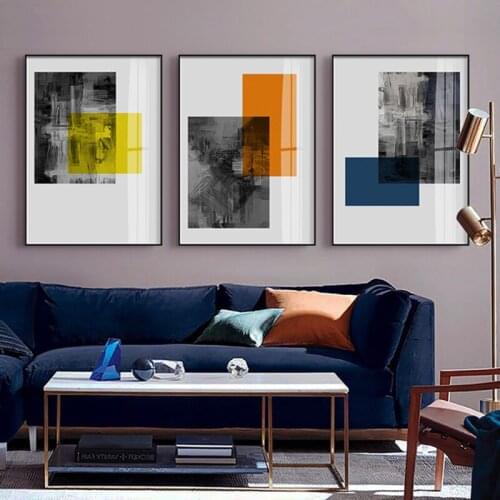 Nordic Style Home Decoration Simple Geometric Abstract Art Poster Study Living Room Background Wall Frameless Canvas Painting