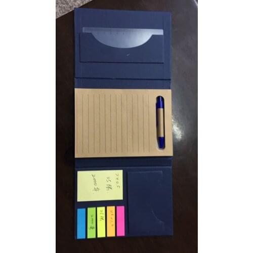 New Hotting Free one color Customized Logo Note pad combination, with pens and rules and sticky