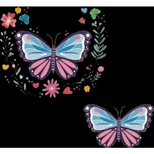 Flower Butterfly Patch Iron on Patches for Clothing Heat Transfer Sticker on Clothes Applique Thermo Stickers On Women Tshirt