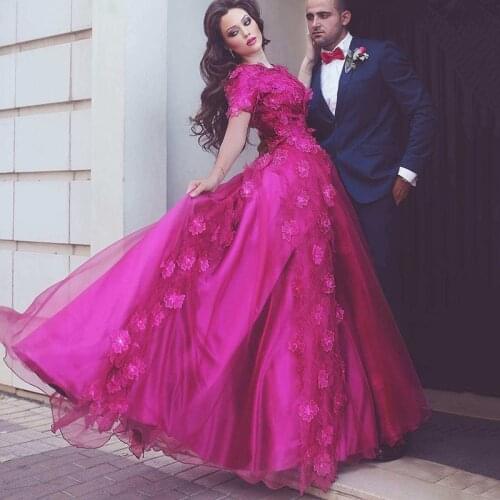 Said inspired Appliques Luxury Flowers Short Sleeves Formal evening Gown Cheap From China Online mother of the bride dresses