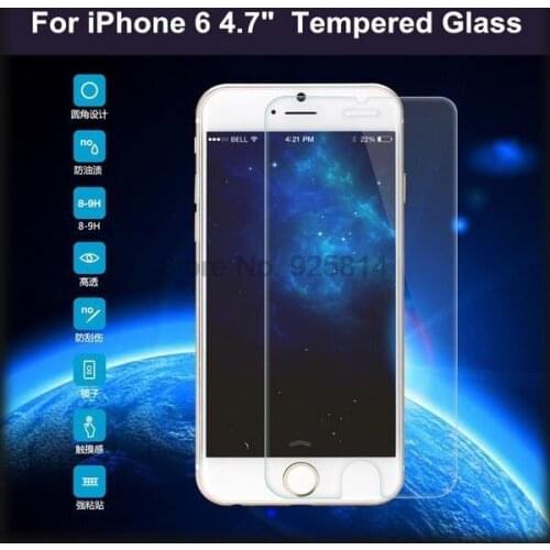 By dhl or ems 1000pcs 4.7 inch 2.5D high tempered 0.3 mm Glass Film Screen Protector for iPhone 6