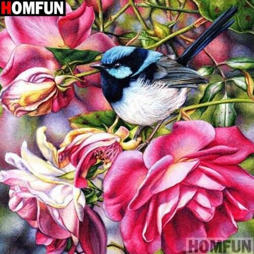 HOMFUN Full Square/Round 5D DIY Diamond Embroidery "Birds and flowers" Diamond Painting Cross Stitch Rhinestone 5D A15510