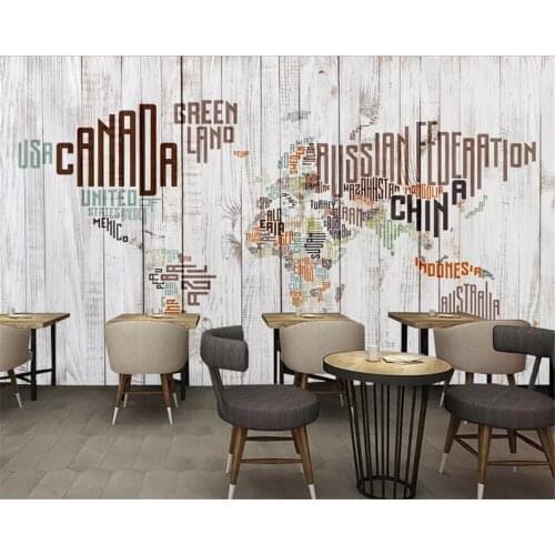 Beibehang Custom size Retro nostalgic classic papel de parede 3d wallpaper english alphabet map plank wall paper background