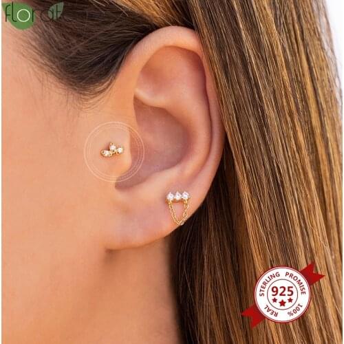 In-Ear 925 Silver Ear Needle Exquisite Flower-Shaped CZ Stud Earrings French Romantic Womens Small Custom Surprise Jewelry