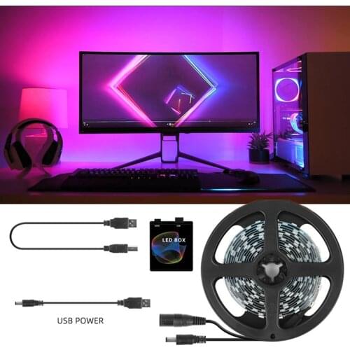 Dream Color LED Tape 5050 RGB 5V WS2812B Strip USB Power Ambient Light TV Desktop PC Screen Backlight Lighting
