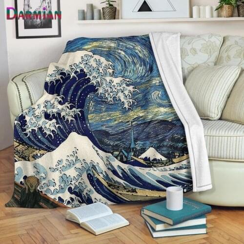 DARMIAN Warm Throw Blanket for Adult Kids Microfiber Flannel Fashion Wave Design Pattern Portable Home Textile Travel Blankets