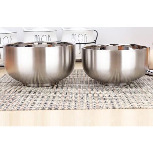 Korean Style Thicker Soup Bowl 304 Stainless Steel Noodle Bowl Double Wall Hot Insulated Students Rice Bowl