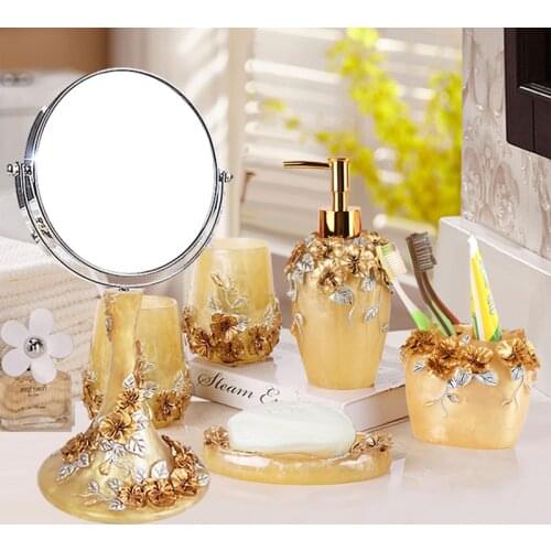 Retro European Bathroom Accessories Set-Home Decor-Make Up Storage Box-Bathroom Tray-Tissue Box-Toilet Brush Holder-Desktop Kit