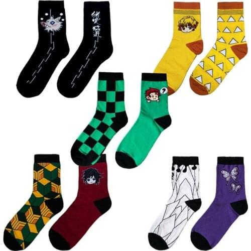 Funny Cute Demon Slayer Kimetsu no Yaiba Anime Cosplay Stockings Tanjirou Kamado Zenitsu Agatsuma Short Cotton Ankle Socks