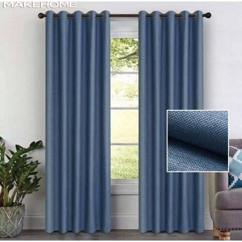 MAKEHOME Faux Linen Blackout Curtains for Bedroom Solid Modern Curtains for Living Room Window Blinds Drapes Accept Custom