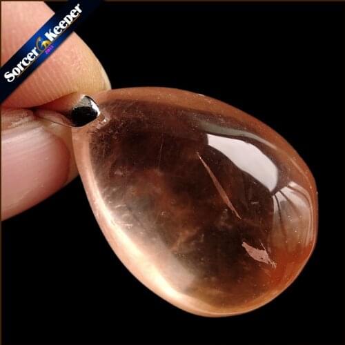 Women Jewelry Necklace Fashion Rare Genuine Natural Stone Red Rabbit Hair Fur Rutilated Quartz Crystal Polished Pendant YS107