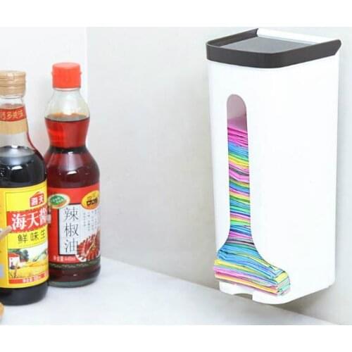 1PC Kitchen Wall-mounted Bathroom Garbage Bag Plastic Storage Organiser Reusable Sundries Storage Box eOK 0601