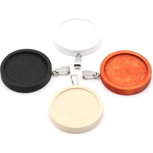 10pcs Wood Cabochon Base 25mm dia Blank Wooden Necklace Pendant Trays DIY Jewelry Accessories for Necklace Making Z1126