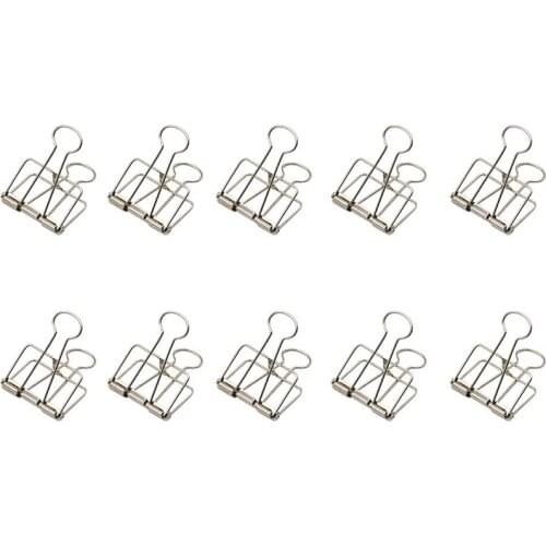 10Pcs Retro Metal Hollow Out Binder Clip Invoice Bill Clip Decorative Paper Clips for Office Home School Use (Silver, Large)