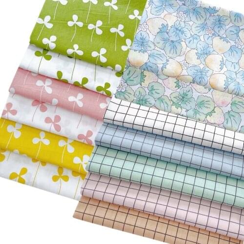 100% Cotton Twill Fabric Color Black Check Clover Strawberry For Kis Clothes Dress Quilting Cushion Craft Decor Tissu Tablecloth