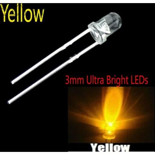 100pcs/ NEW 3mm Round Super Bright Yellow LED light Diode Kit for Arduino UNO