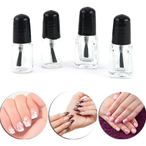 2ml/3ml Empty Refillable Nail Polish Bottles With Brush Round Square Refillable Glass Bottle Package Nail Bottle
