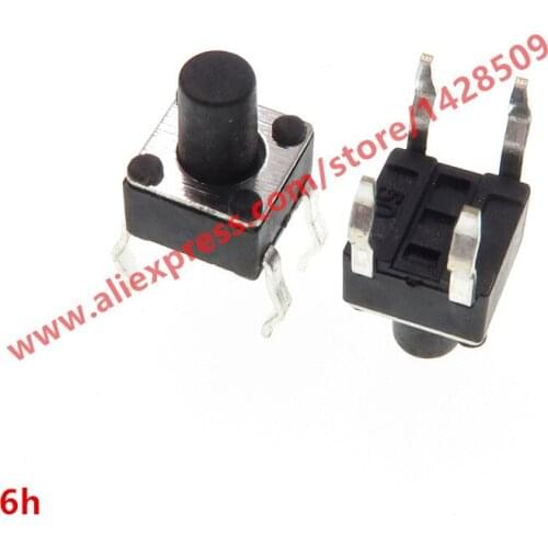 200pcs 4.5*4.5*6mm 4pin DIP Black Micro Push Button Tactile Tact Momentary Electronic Switch