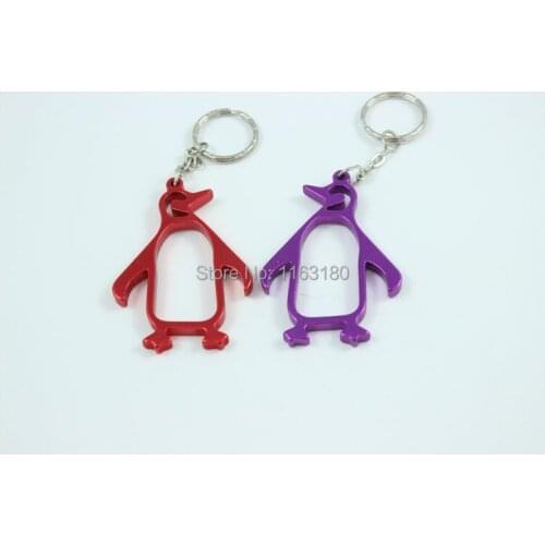 288 Pcs/lot Penguin Metal Bottle Opener Can opener with Keyring Keychain Promotional Gift--Free shipping