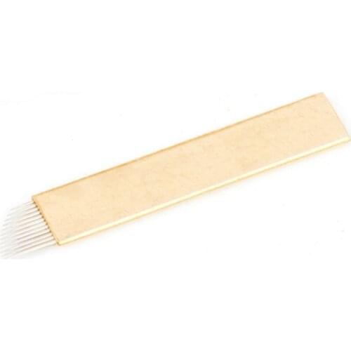50 PCS Bevel 12 Pins Permanent Makeup Manual Eyebrow Tattoo Needles Blade For 3D Embroidery Microblading Tattoo Pen