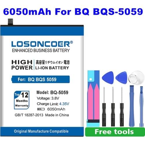 LOSONCOER 6050mAh BQ-5059 High Capacity Batteries For BQ BQS 5059 Smart Phone Battery~In Stock