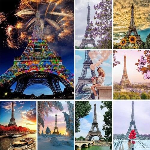 5D Diy Diamond Painting Paris Tower Cross stitch Full Drill Square Embroidery Mosaic Landscape Picture of Rhinestones Decor Gift