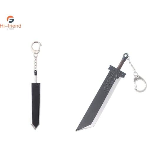 Game Final Fantasy 7 Keychain Cloud Strife Buster Remake Zack Fair Weapon Sword of Armor Break Key Ring Pendant Jewelry Gift