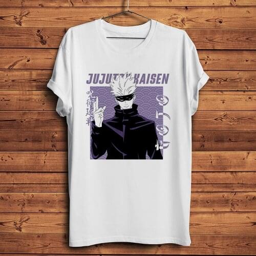 Satoru Gojo jujutsu kaisen funny anime tshirt Men summer new White Casual short sleeve T Shirt Unisex otaku streetwear tee
