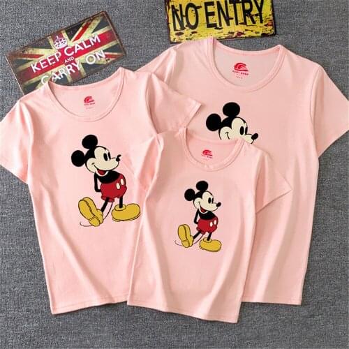 Family Matching T Shirt Kids Disney Mickey Mouse Print Tshirt Dad Daughter Matching Outfits Shirt Family Look Tee Tops Dropship