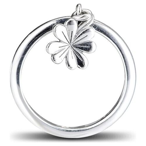CKK Ring Hanging Clover Silver Rings For Women Men Anel Feminino 100% 925 Jewelry Sterling Silver Anillos Mujer Wedding Hombre