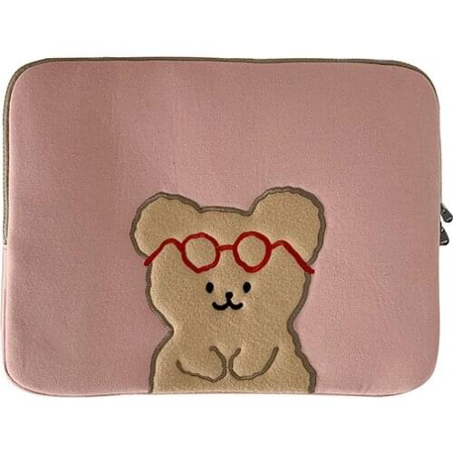 Ins Korea IPad Pouch for Apple IPad Pro Air Cute Cartoon Bear Sleeve Case Bag 11 13 15 Inch Tablet Handbag Bag For Girls Women