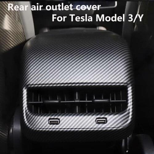 Matte finish Carbon fiber For Tesla Model 3 Y Car Interior Rear air outlet cover back exhaust vent cover accessories