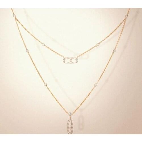 Fashion Double Layers Charm Necklace Gold Color Micro Zirconia Non Activity Stone Women Brand Jewelry