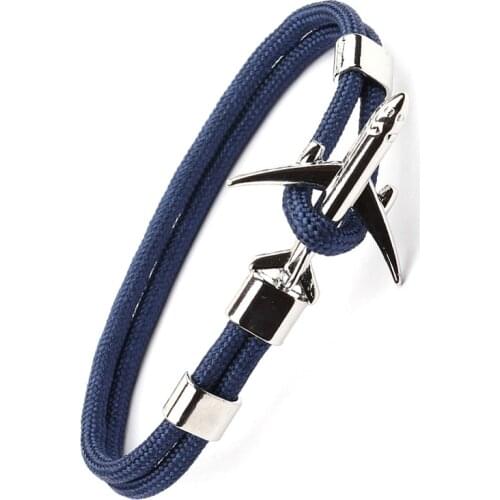 Airplane-Anchor Charm Men Bracelets Women Airport Fashion Rope Chain Paracord Aviation Life Jewelry Pulseras Hombres