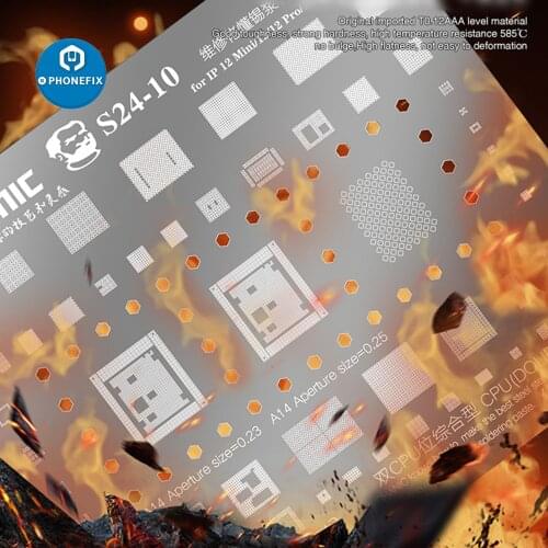 MECHANIC S24-10 BGA Reballing Stencil Kit For iPhone 12/12 Pro/12 Pro Max Repair IC Chips Reballing Tin Planting Steel Mesh