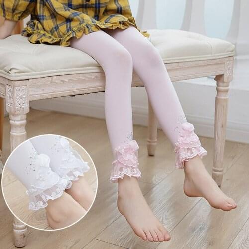 New childrens rose flower lace velvet cropped trousers summer thin section cute classic for small and medium-sized children