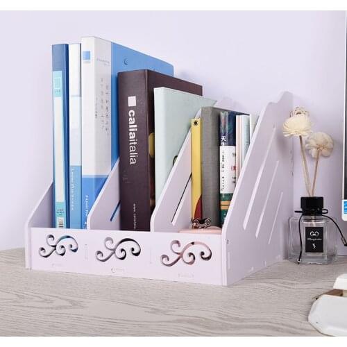 Office Desktop Storage Shelf Folder wen jian lan Information Rack Three Creative Book Stand Bookshelf File Storage