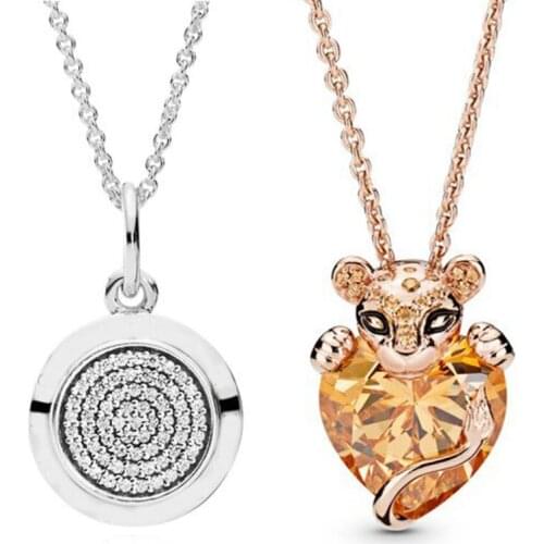 100% 925 Sterling Silver Black Enamel Rose Lioness With Heart Stone Pan Necklace For Fine Bead Charm Diy Jewelry