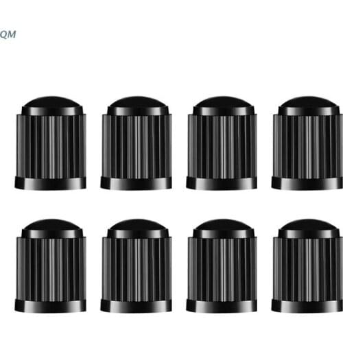 8pcs Tyre Valve Caps, Plastic Car Tire Stem Dust Covers with Seal Ring for SUV, Motorbike, Trucks, Bike, Bicycle, Black 13MF