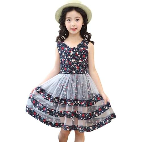 Girl Dresses Floral Party Dress For Kids Girl Mesh Kids Dresses Summer Girls Costumes Kids 6 8 10 12 14