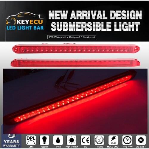KEYECU 17"23LED Red Submersible Light Bar Stop Turn Tail 3rd brake Light Truck Trailer stop, turn, tail and brake light bar