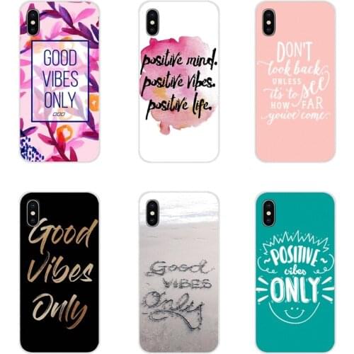 For Apple iPhone X XR XS MAX 4 4S 5 5S 5C SE 6 6S 7 8 Plus ipod touch 5 6 Clear Case Design Proverb Phrase Motto Good Vibes Only
