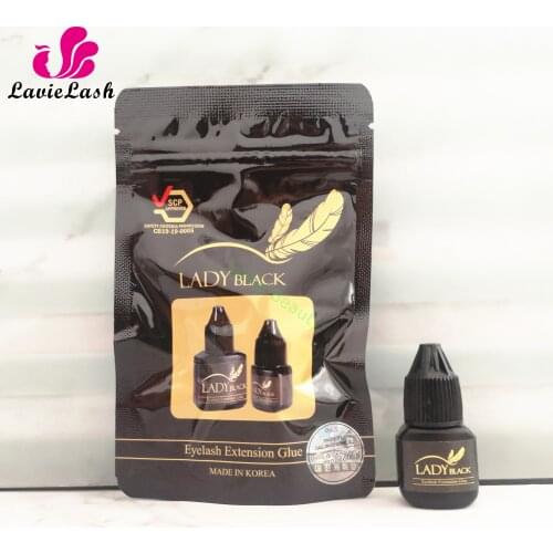 5 pcs black Lady glue eyelash extensions Original korea low irritation 2-3s fast drying for sensitive skin lasting 5-6weeks