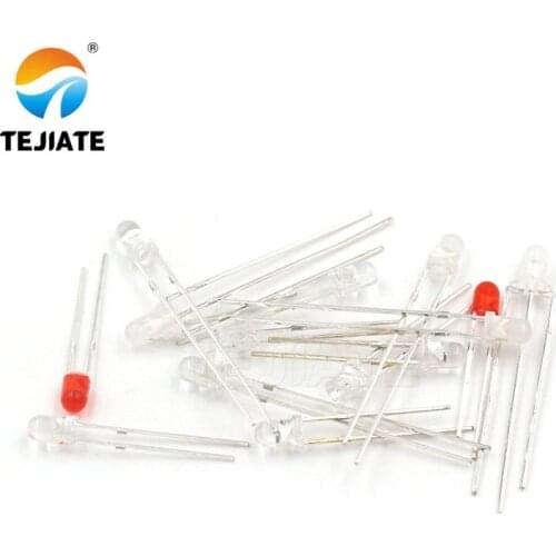 100PCS / 1Lot TEJIATE 3MM LED Lamp Bead Double Color White Flash Red Blue Green Fog Type Fast Response Long Using Life