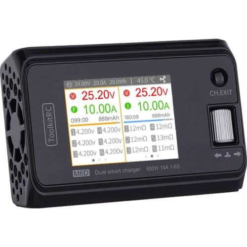 ToolkitRC M6D Dual-channel 15A x 2 DC Balanced Charger Output 1-6s 250W High Power Density 5mV Small Size Charger