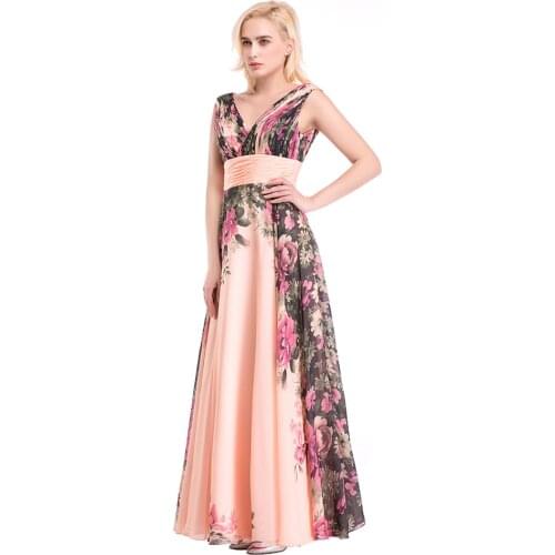 Floral Evening Dress 2021 Chiffon Formal Gowns vestido de noiva Flower Printed Long Evening Dresses
