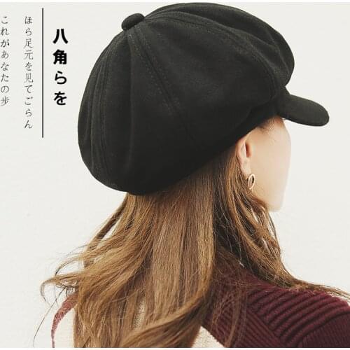 Vintage Peaked cap beret Korean version of the British octagonal hat tide Japanese painter hat casual wild hat female spring